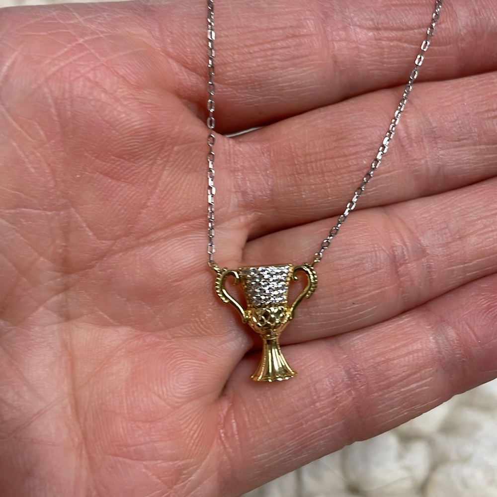 Harry Potter “quidditch cup” gold 14k pendant on sterling necklace